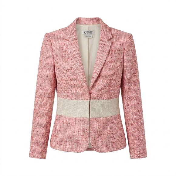 Kay Unger Jackets & Blazers - Kay Unger New York Pink White Tweed Boucle Blazer Jacket 4 Office Career Work